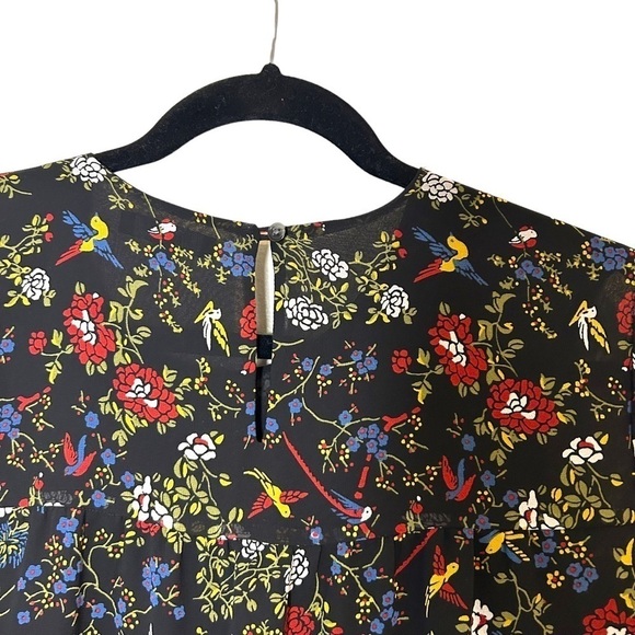 MADEWELL Sheer-Sleeve Ruffle Peplum Top in Finch Floral - Picture 8 of 13